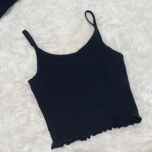 Black fitted and cropped hollister tank top